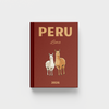 Photobook with 'PERU Lima' and '2026' on a red cover featuring illustrations of llamas.