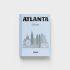 photobook with Atlanta, Georgia skyline design on a light blue background