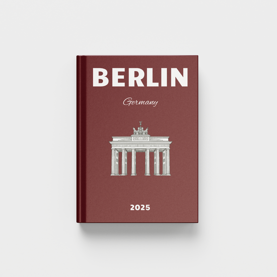 Red photobook with 'BERLIN Germany 2025' on a red background