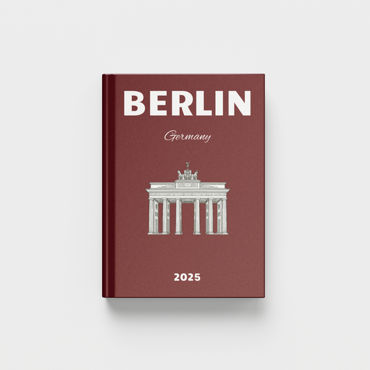 Red photobook with 'BERLIN Germany 2025' on a red background