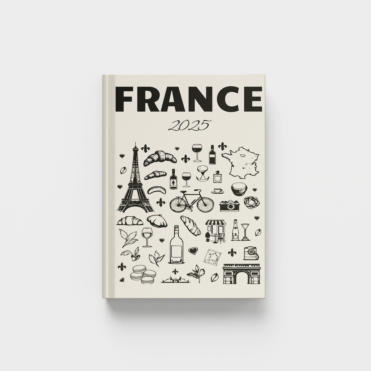 photobook with illustrations of France on a white background