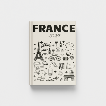 photobook with illustrations of France on a white background