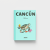 2025 Cancun Mexico travel photobook with a turtle illustration on a light blue background