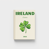 photobook with 'IRELAND Dublin' text and a shamrock on a cream background
