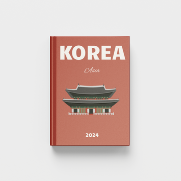 Red photobook cover with 'Korea' and 'Asia' text on a white background