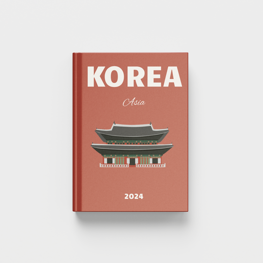 Red photobook cover with 'Korea' and 'Asia' text on a white background