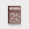 photobook cover with 'Korea 2025' text and white illustrations on a brown background