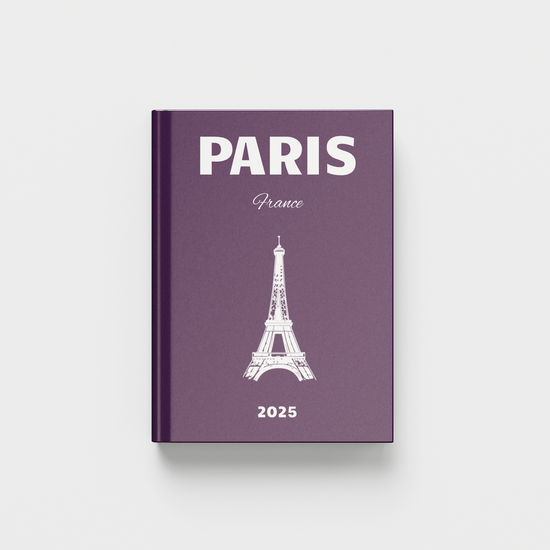 paris travel photobook with eiffel tower illustration