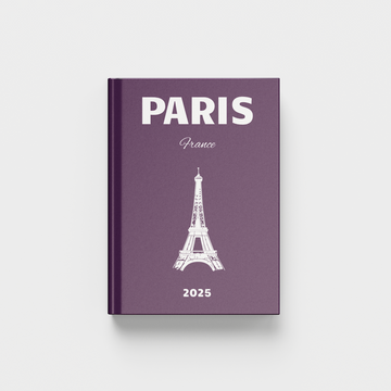 paris travel photobook with eiffel tower illustration