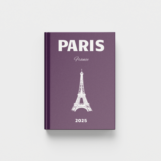 paris travel photobook with eiffel tower illustration