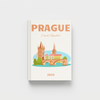 photobook cover with illustration of a Prague landmark and text on a white background