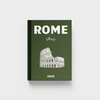 Rome Italy travel photobook with Colosseum illustration on a green background