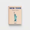 Light orange photobook with New York, Statue of Liberty design on a beige background