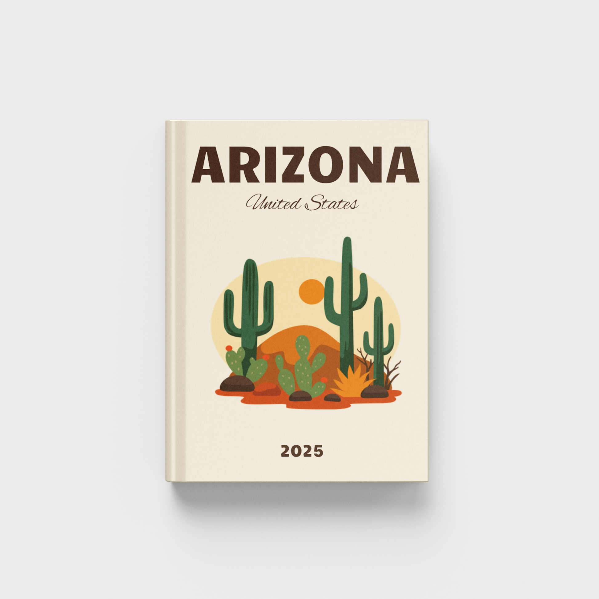 2025 Arizona photobook with desert design on a white background