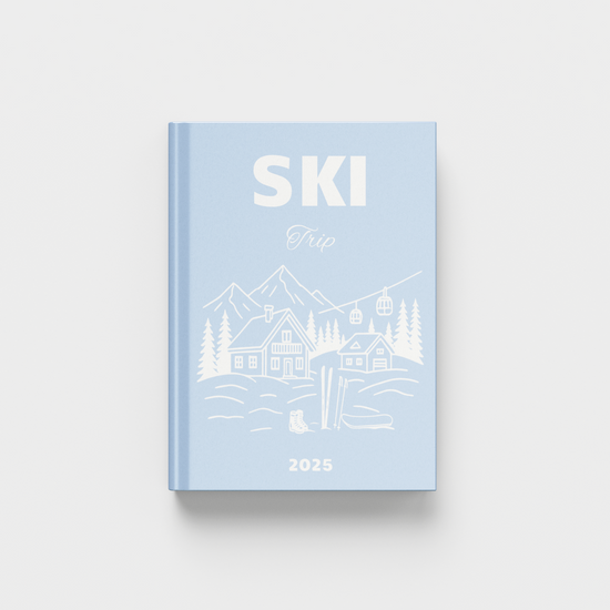 Blue photobook titled 'SKI Trip' on a white background