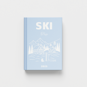 Blue photobook titled 'SKI Trip' on a white background