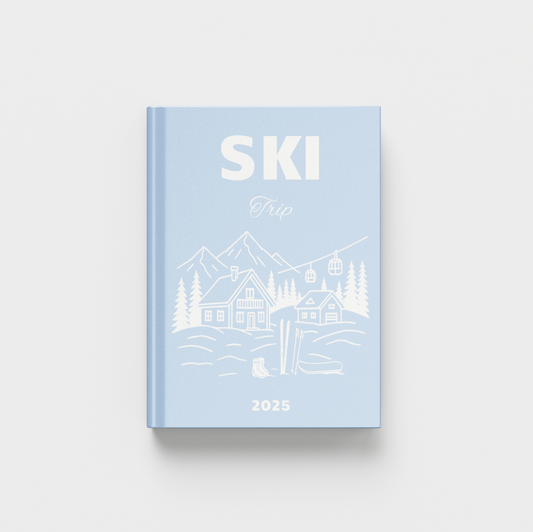 Blue photobook titled 'SKI Trip' on a white background