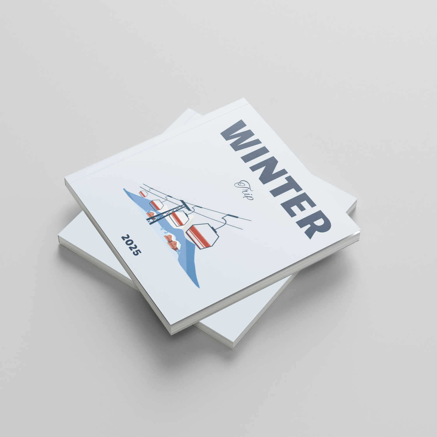 Two square photobooks titled 'Winter' and '2025' on a light gray background