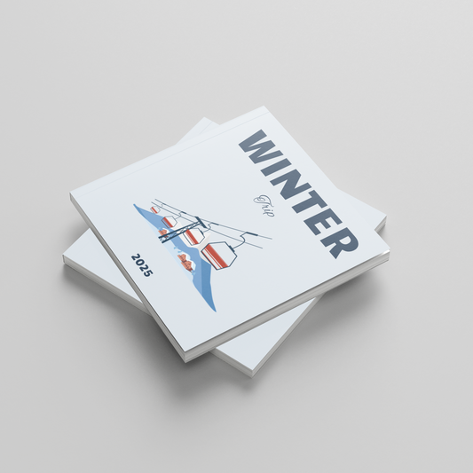 Two square photobooks titled 'Winter' and '2025' on a light gray background