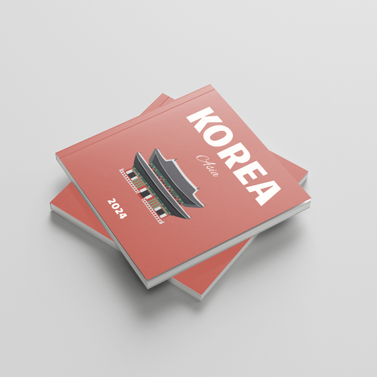 Two square photobooks titled 'Korea' on a light gray background
