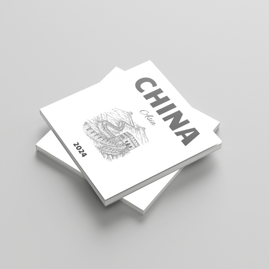 Two photobooks titled 'China' stacked on a gray background