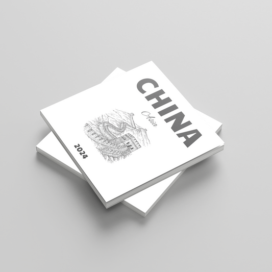Two photobooks titled 'China' stacked on a gray background
