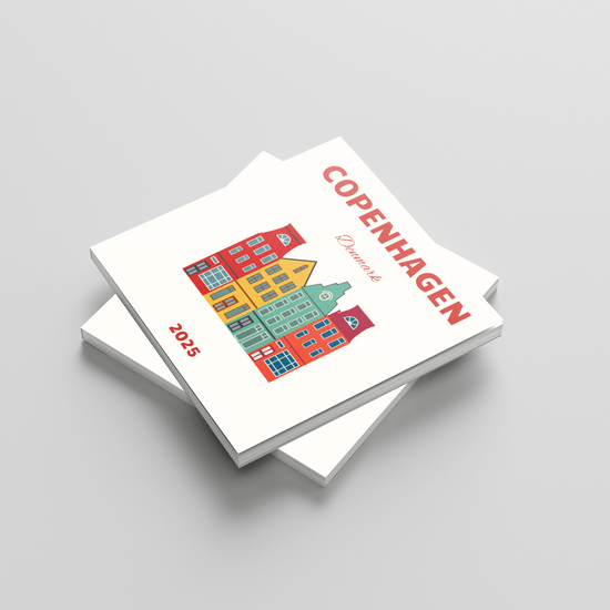 Two photobooks titled 'Copenhagen' and '2025' on a light gray background