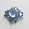 Two blue square photobooks titled 'Greece' on a light gray background
