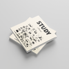 Two books titled 'STUDY' with illustrations on a gray background